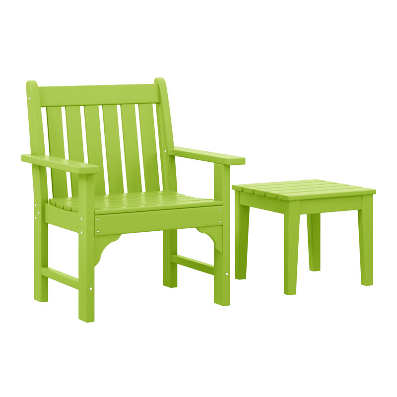 Chaise de jardin avec table d'appoint Poly, Citron