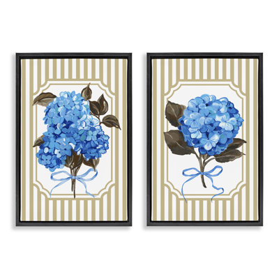Ensemble de cadres flottants 2 pièces Hydrangea Bouquets with Bows, design par Adonna Ebrahimi