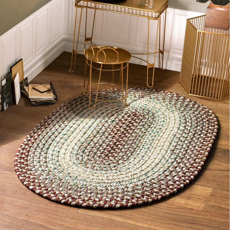 Tapis tressé bourgogne/beige Johannah, Ovale 2 pi x 3 pi