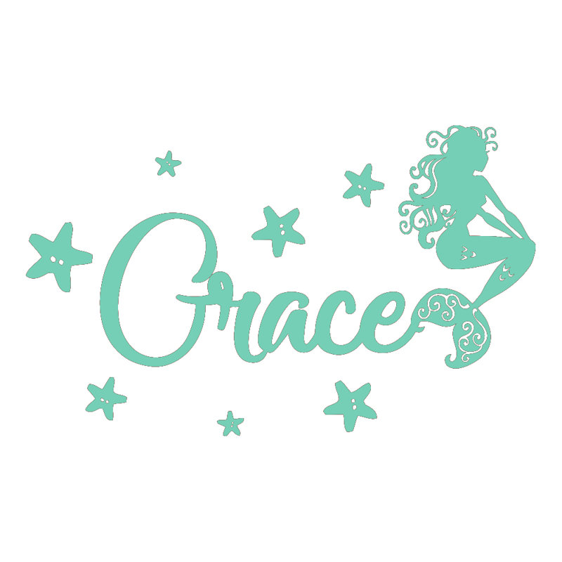 Décalcomanie murale chambre de bébé sirène, Menthe
