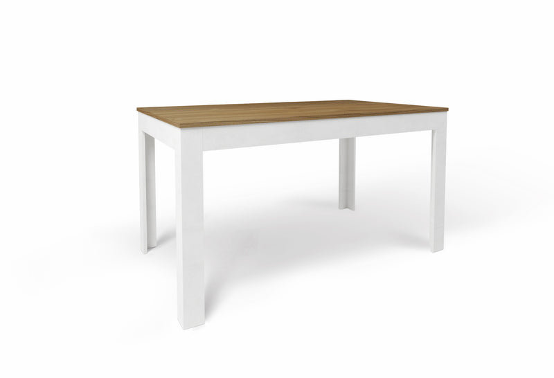 Bohlman Extendable Dining Table, Oxide White, Stelvio Walnut, 75cm H x 80cm L x 140cm W