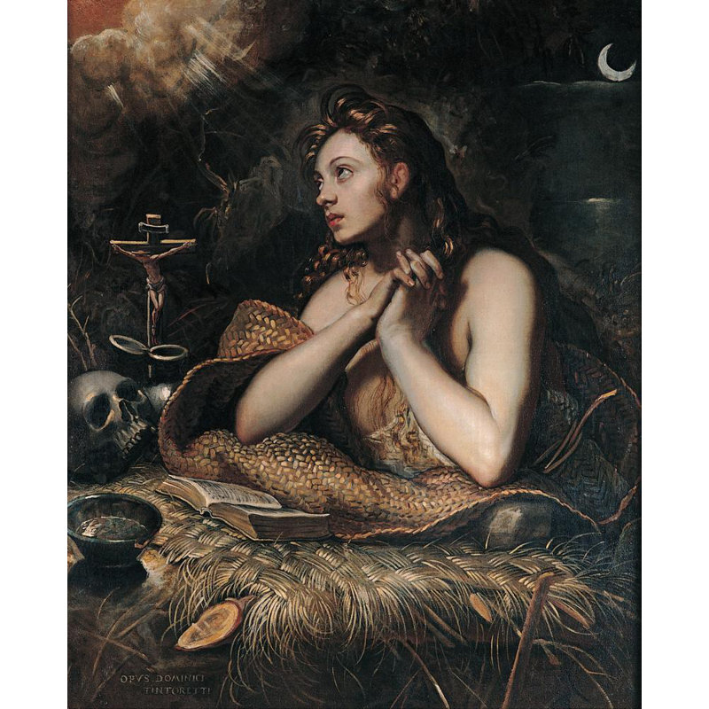 «Penitent Magdalene» par Jacopo Tintoretto - Art mural sur toile tendue avec châssis, H 48 po x l 33 po
