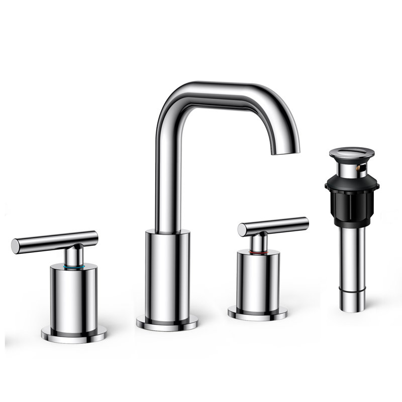 2-handle Bathroom Faucet with Drain Assembly, Chrome