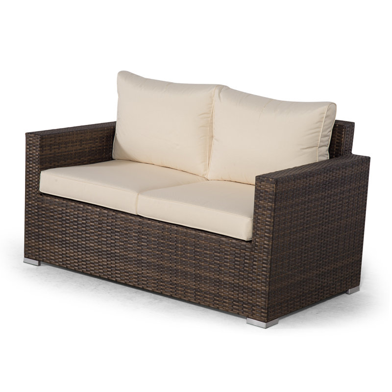 Villatoro Brown Rattan 2 X 3 Seat Sofa + 2 X 2 Seat Sofa & 2 X Rectangle Coffee Table, Outdoor Patio Garden Furniture