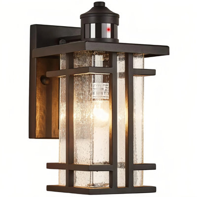 Outdoor Motion Sensor Wall Light with seeded Glass