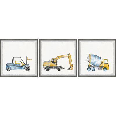Janay Wheeled Vehicles 3-Piece Framed Print Set