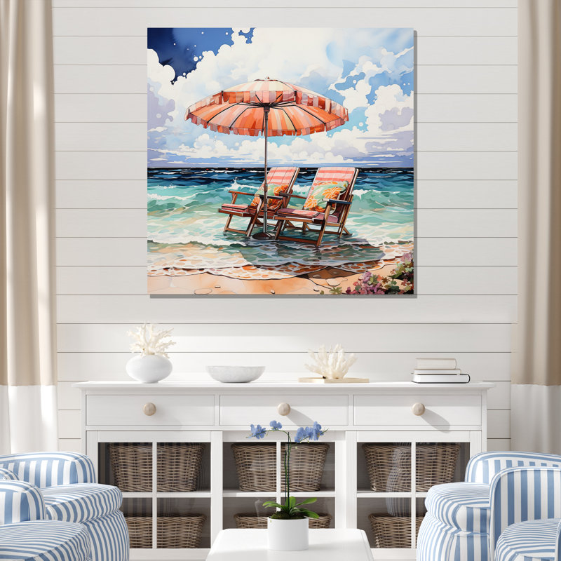 " Beach Chairs Dream III ", 36" H x 36" W x 1.5" D, Wrapped Canvas