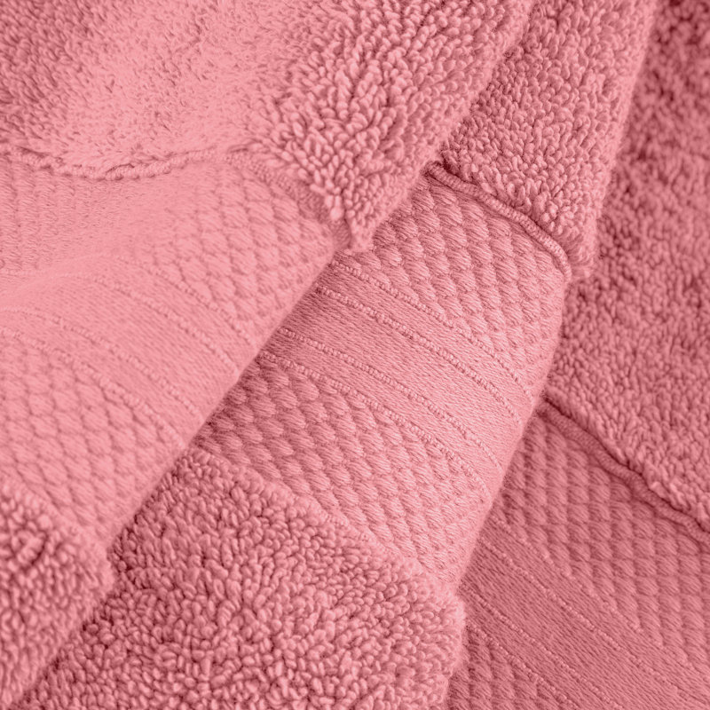 Aria 100% Turkish Cotton Heavyweight Absorbent Plush Bath Towel Set, Pink