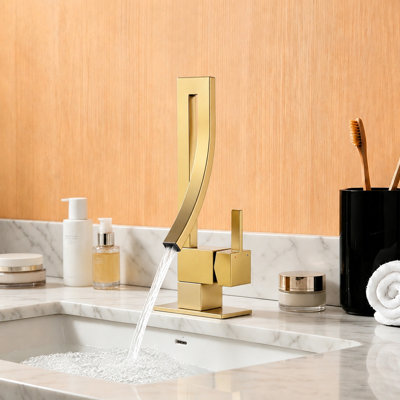 Single-Hole Single-Handle Bathroom Faucet With Drain Assembly