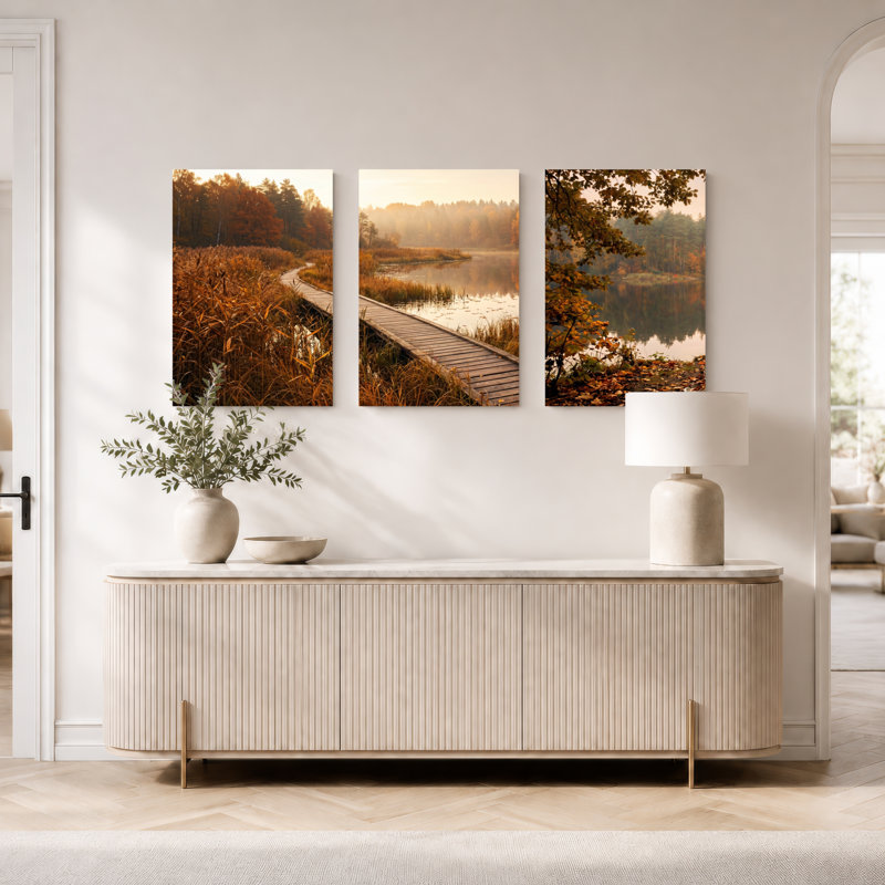 Ensemble de 3 tableaux sur toile « Chemin d'automne » pour la décoration du salon, de la chambre et de la maison, 2436