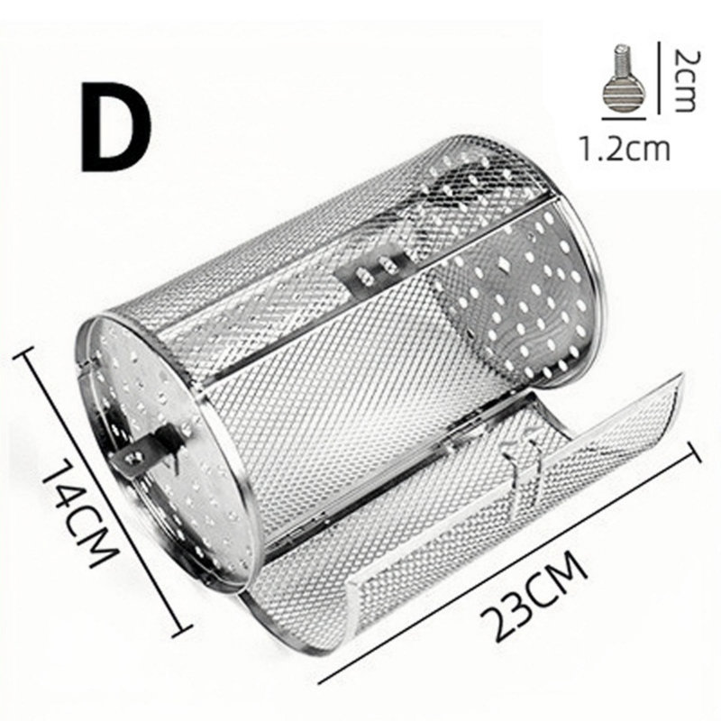 Cage à roulettes cylindrique pour barbecue, D