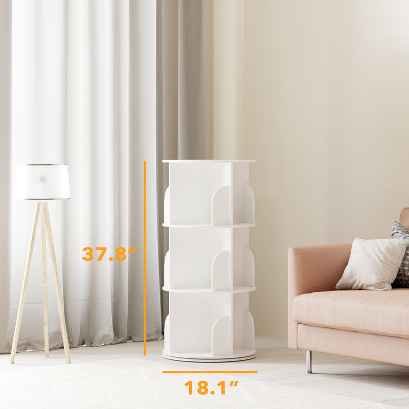 Rotating Bookshelf Tower, 360° Spinning Bookcase Lazy Susan, Revolving Round Carousel For Book Storage, Vertical Turning Spiral Corner Organizer