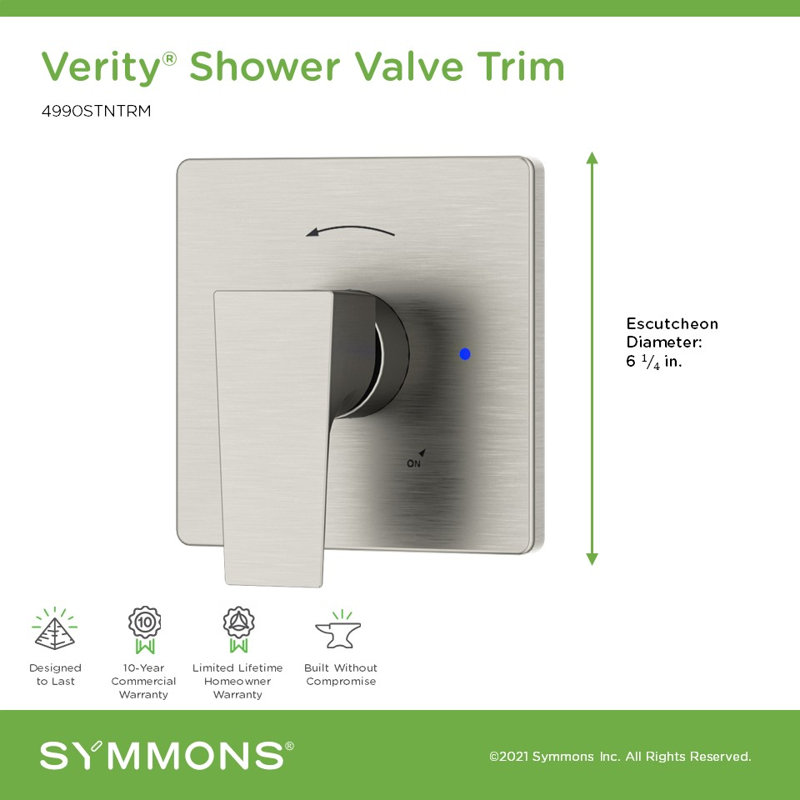 Verity Shower Valve Trim Handle, Satin Nickel