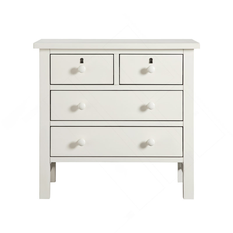 Table de chevet avec 4 tiroirs de rangement Georgina - Blanc antique, Blanc antique