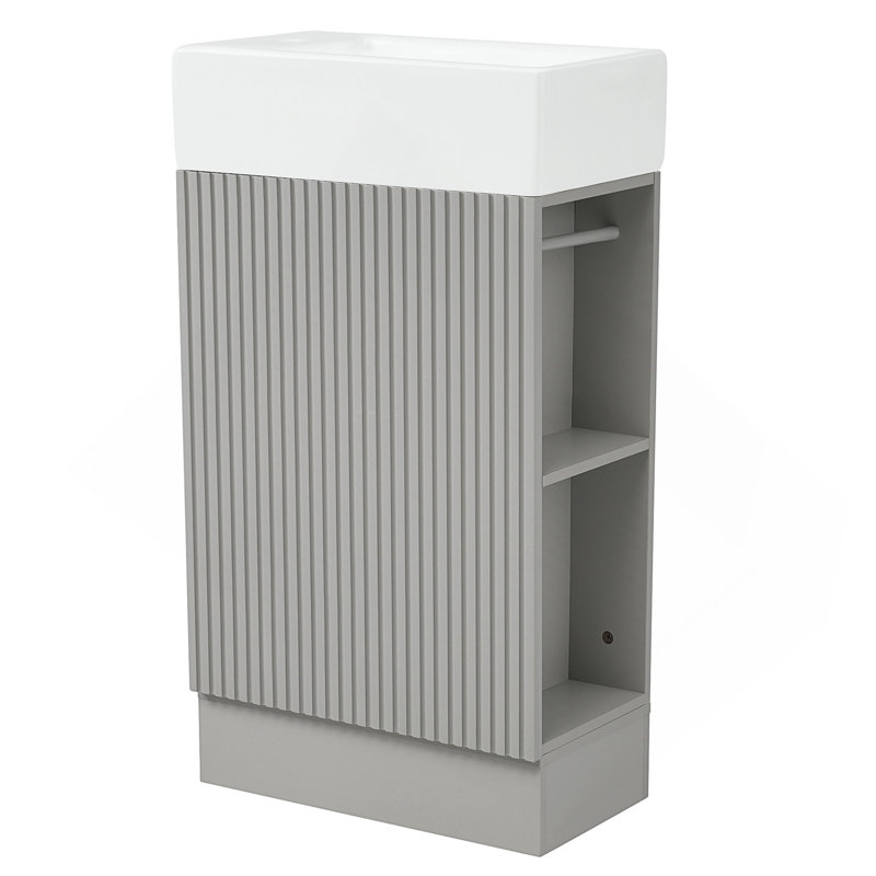 Meuble-lavabo polyvalent avec de multiples fonctionnalités pour une expérience de salle de bain améliorée, Gris