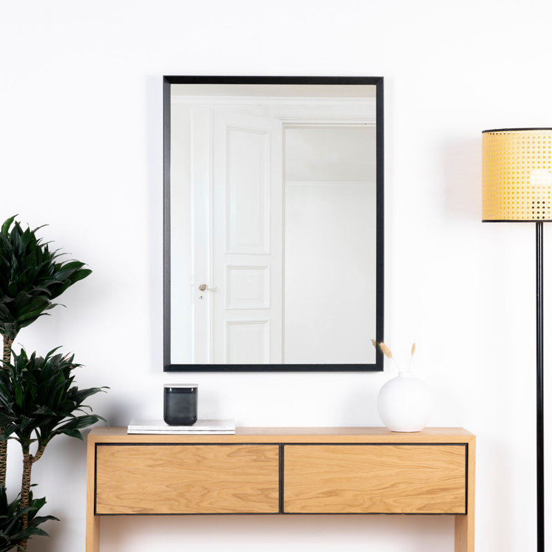 Lockeford Wood Flat Wall Mirror