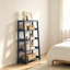 Bibliothèque moderne moderne, 4 tablettes, finition bleue élégante, présentoir en bois, 1 pièce-1475148664