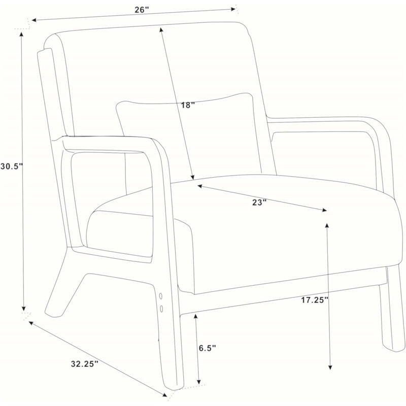 Fauteuil en velours côtelé Corduroy avec tissu durable et dossier confortable, Camel, Walnut