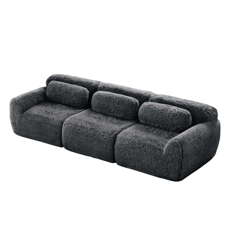 Tissu moelleux moelleux et moelleux de 114 po, canapé modulaire modulaire, conception ergonomique avec coussins décoratifs, connexion par boucle pour emballage sous vide à compression complète