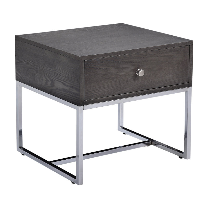 Table de bout, chêne gris et chrome