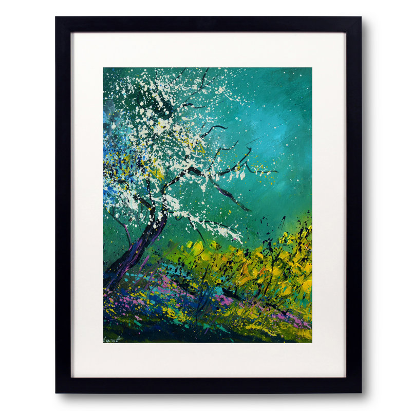 «Spring of Hope» par Pol Ledent - Peinture, H 31,25 po x l 25,25 po, Papier avec cadre noir
