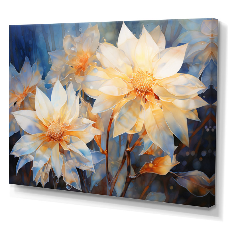 «Beautiful Flowers on Blue», reproduction sur toile, H 12 po x l 20 po x P 1 po, Toile tendue