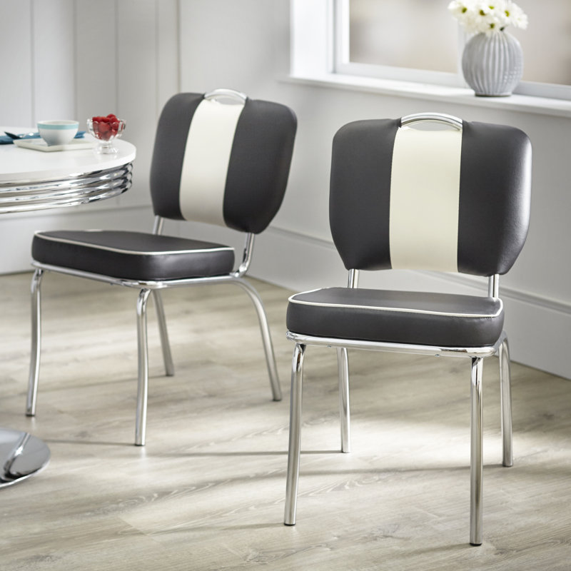 Chaise d'appoint rembourrée Sherly, Noir / blanc