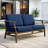 Clinkscales Solid Wood Teak Outdoor Loveseat With Cushion And Arms-114983542-114983538
