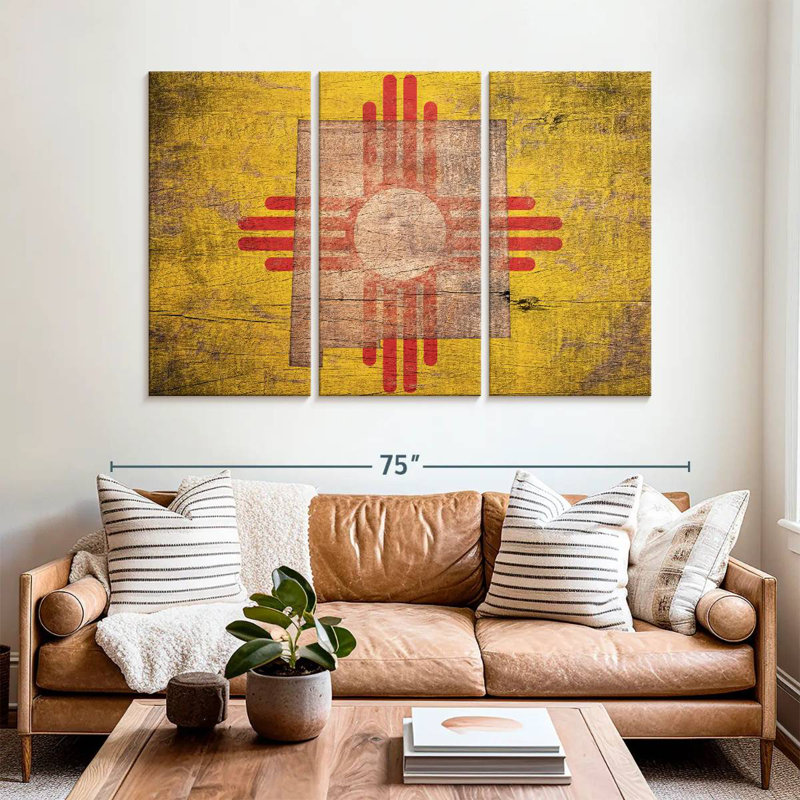 Borges State Map Over New Mexico Flag, 42" H x 65" W