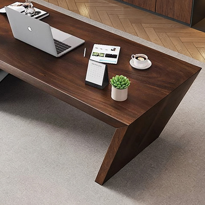 Bureau d'écriture rectangulaire avec tiroirs en noyer foncé foncé, H 29,53 po x l 70,87 po x P 31,5 po