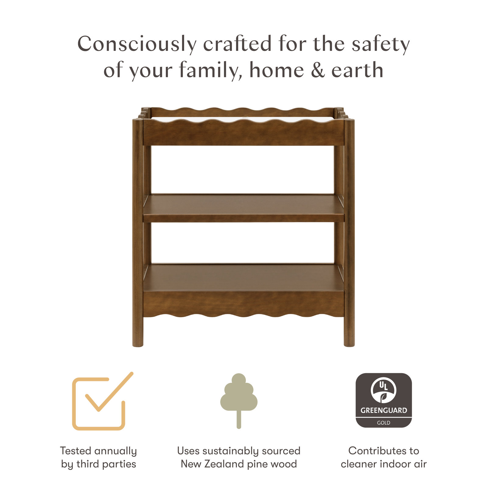 Swell Solid Wood Changing Table, Natural Walnut