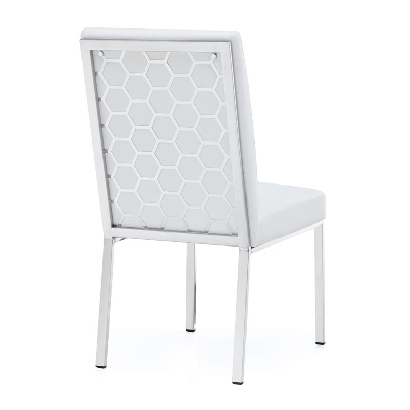 Chaise de salle à manger Coady Misty, Argent argent, Argent argent, Blanc