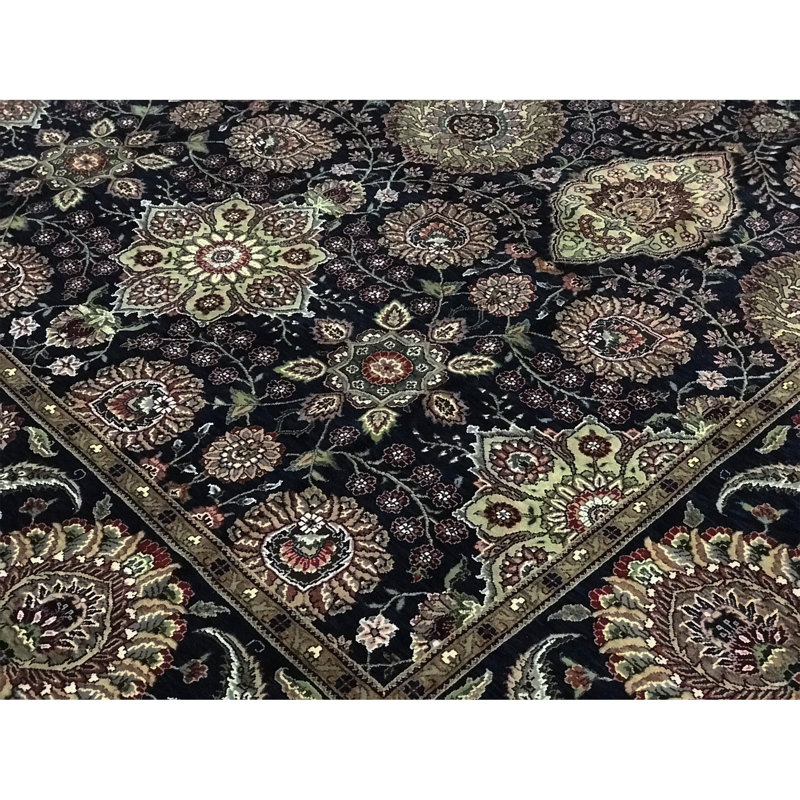 Tapis brun et beige de haute qualité noué à la main