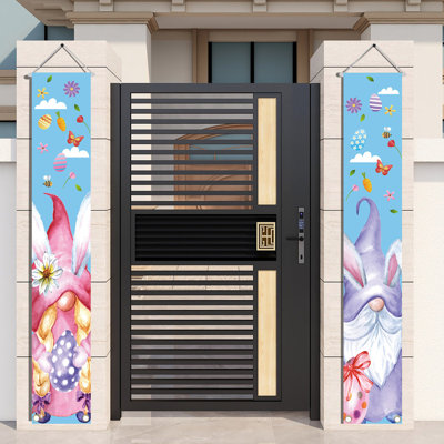 Signe de porche de Pâques - Bannière de décoration murale pour l'intérieur en plein air Joyeuses Pâques