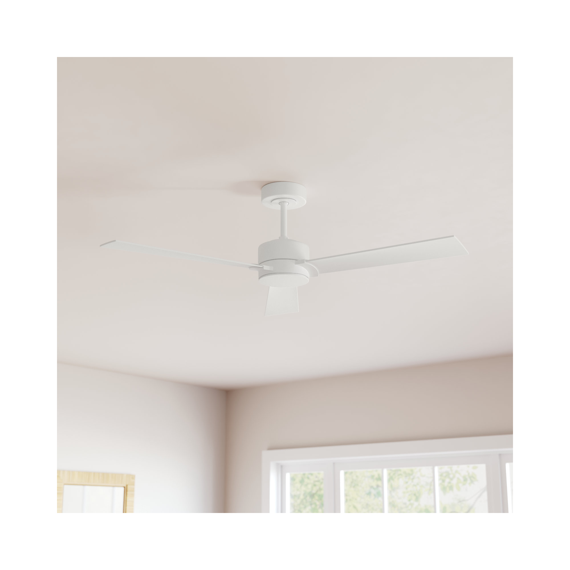 Martrell 3 Blade Ceiling Fan, 44", Matte White, Matte White