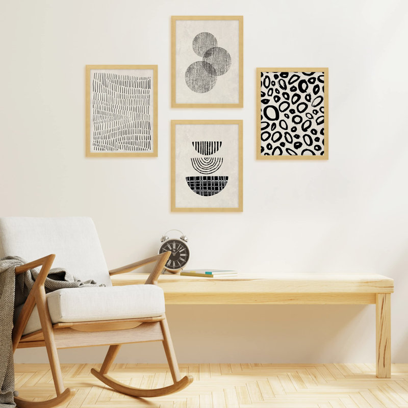 " Mid-Century Duotone Pastel Polygon Patterns " 4 - Pieces, Natural, 10" H x 8" W