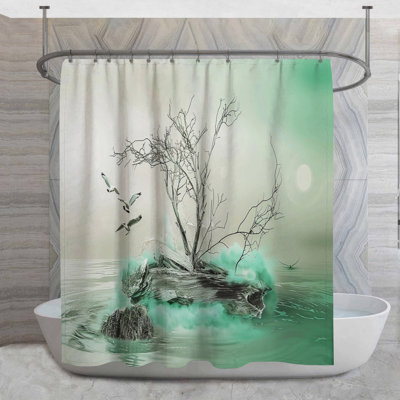 Rideau de douche arbre - décor de salle de bain nature 16557