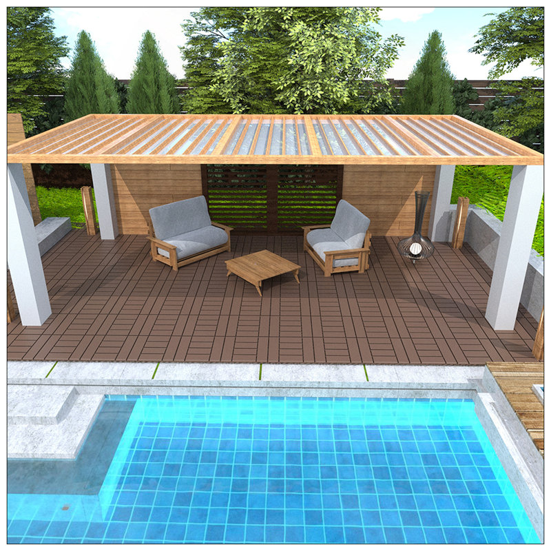 Carreaux de terrasse de style autobloquant de style H, installation facile, durable et écologique pour les espaces extérieurs, 44 pièces