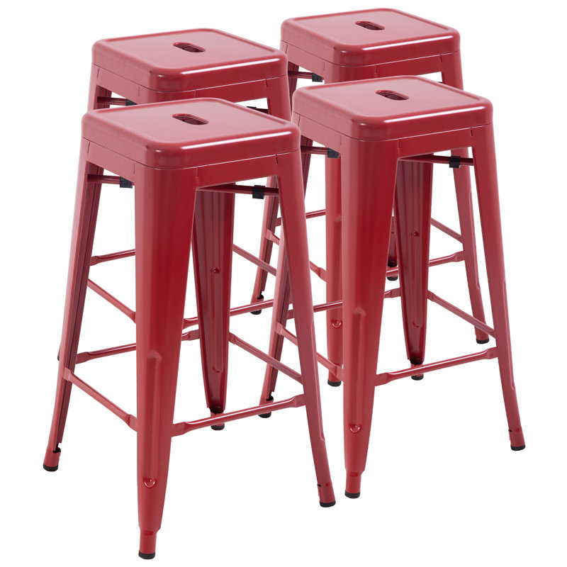 Joliet Counter Stool with Metal Frame, Red