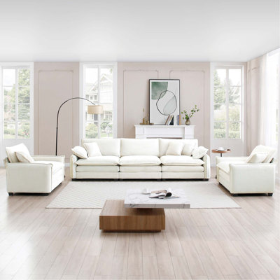 Ensemble de canapé chaleureux et confortable avec coussins et coussins moelleux, ensemble de canapé de style cinéma-maison composé d'un canapé 3 places et de deux canapés simples