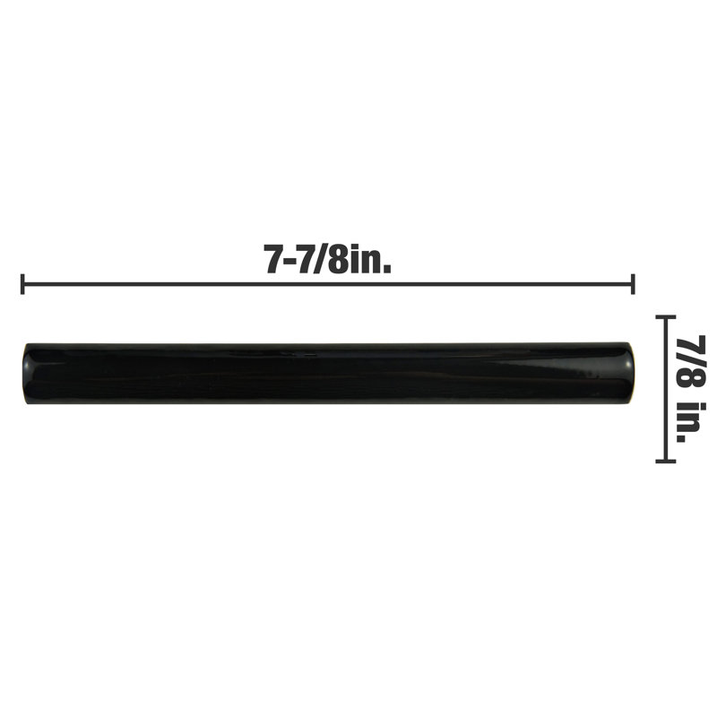 Santorini 8" x 1" Ceramic Pencil Liner Tile Trim in Nero