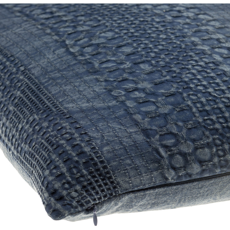 Dustyn Geometric Cotton Reversible Throw Pillow, Navy, 20" x 20", Poly Fill