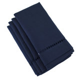 Navy Blue Classic Hemstitched Border Cloth Napkins 18" W X 18" L, Set Of 4