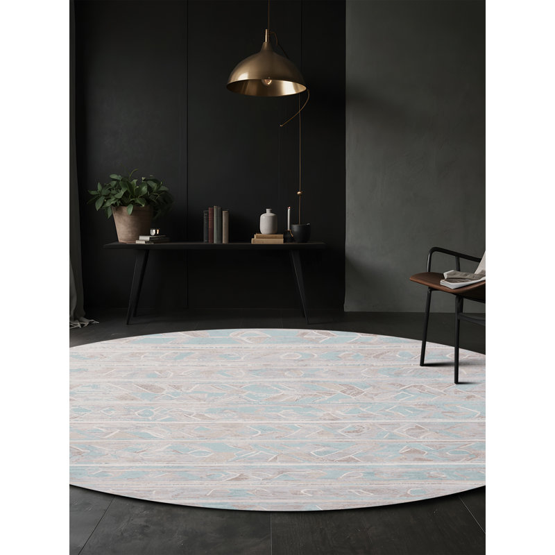 Machine Washable Gray Area Rug, Round 7'
