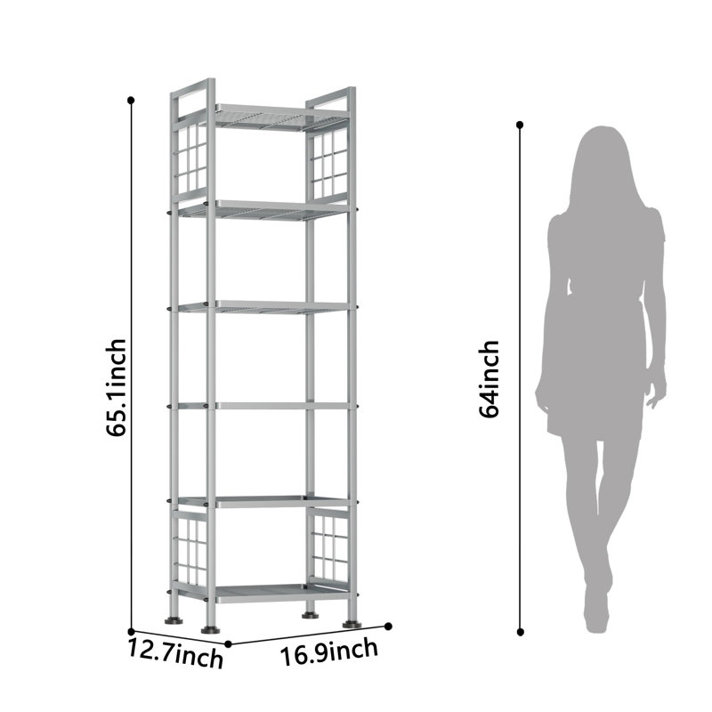 6-Wire Standing Storage Shelf, Silver