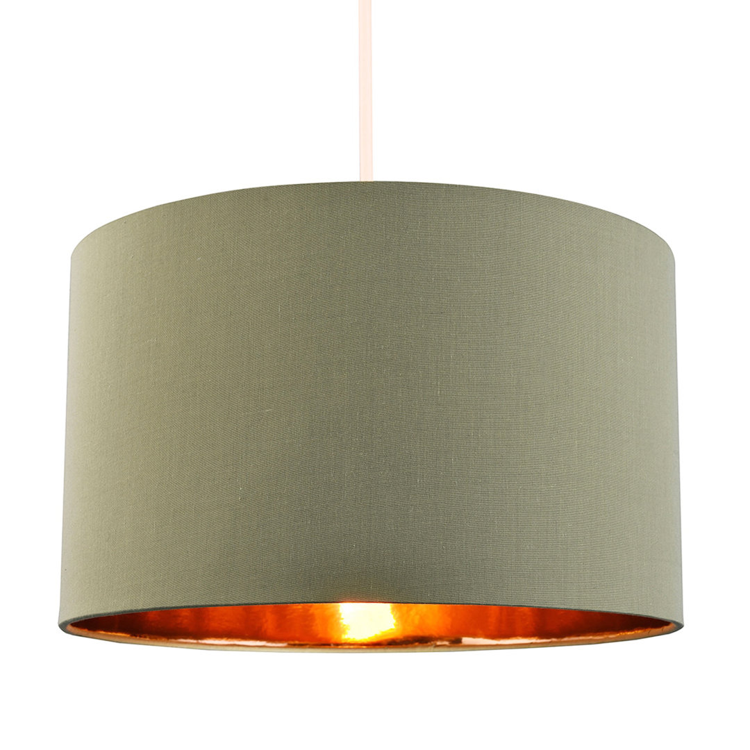 Olive Green Cotton Floor/Pendant Lampshade With Shiny Copper Inner By