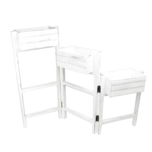 Support pour jardinière à charnière en bois à 3 niveaux blanc et noir 35 po