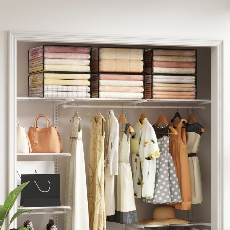 Paquet de 4 sacs de rangement transparents pour vêtements de 14 L avec fermeture à glissière, rangement pour chandail en plastique, organisateurs de couvertures pliables en vinyle, sac de déplacement pour drap de lit, vêtements