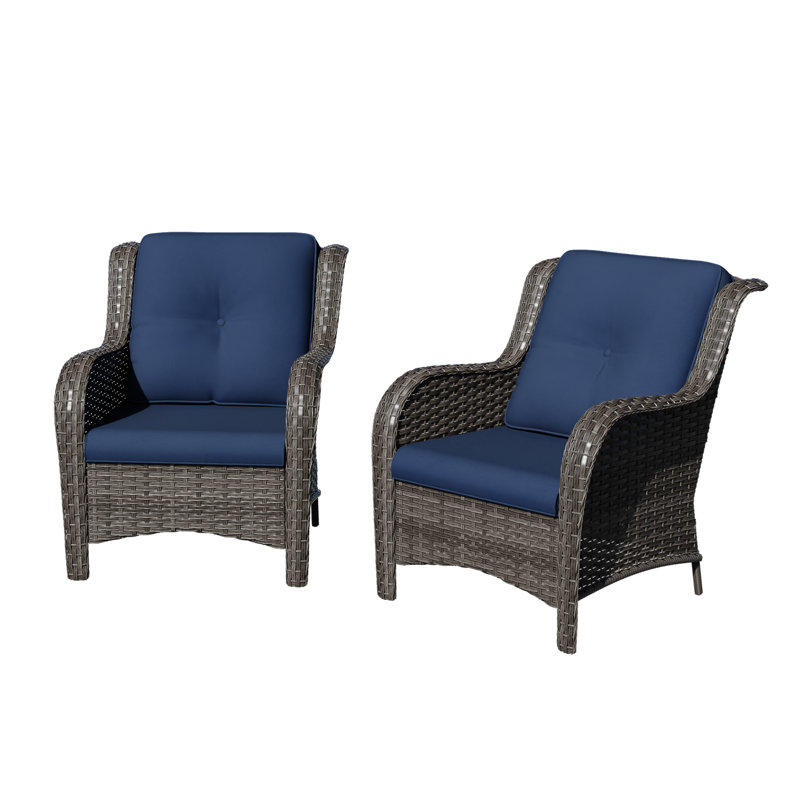 Fauteuil d'extérieur en polyéthylène (PE) pour 2 personnes avec coussins, Bleu