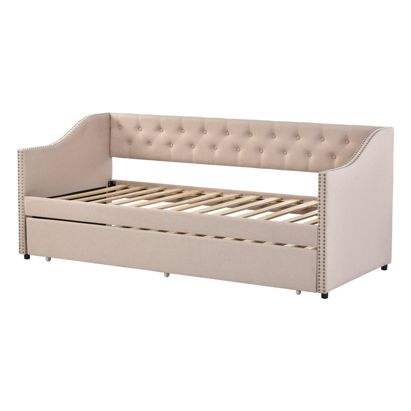 Antwerp Upholstered Daybed with Trundle, Beige